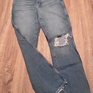 Good American Indigo Jeans Good Curve Straight Distressed Size 4/27 NWT